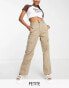 Фото #1 товара Stradivarius STR Petite straight leg cargo trouser in stone