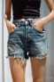 Trf high-waist denim ripped shorts