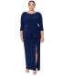 ფოტო #1 პროდუქტის Plus Size Ruched 3/4-Sleeve Gown