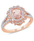 ფოტო #1 პროდუქტის Morganite (3/4 ct. t.w.) and Diamond (1/5 ct. t.w.) Floral Halo Ring in 10k Rose Gold
