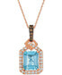 Фото #1 товара Le Vian blue Topaz (3-1/2 ct. t.w.) & Diamond (1/2 ct. t.w.) Adjustable 20" Pendant Necklace in 14k Rose Gold