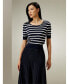 ფოტო #4 პროდუქტის Women's Silk Striped Cropped Knit Top