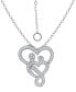 ფოტო #1 პროდუქტის Cubic Zirconia Intertwined Mom & Child Heart Pendant Necklace in Sterling Silver, 16" + 2" extender, Created for Macy's