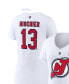 Фото #4 товара Women's Nico Hischier White New Jersey Devils Special Edition 2.0 Name and Number V-Neck T-shirt