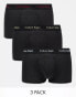 Calvin Klein low rise cotton stretch trunks 3 pack in black with coloured logo