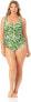 Фото #1 товара Anne Cole 281818 Plus Size V Wire One-Piece Green White 18W