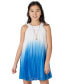 Big Girls Pleated Ombré Dress with Necklace, 2 Piece Set