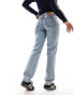 Monki Moop low rise straight leg jeans in mid blue