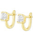 Фото #3 товара Cubic Zirconia Square Small Leverback Hoop Earrings in Gold-Plated Sterling Silver, Created for Macy's