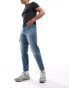 ASOS DESIGN tapered fit jeans in dark wash blue - MBLUE Голубой, W26 L30 - фото #5