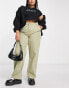 Фото #8 товара ASOS DESIGN Curve minimal cargo trouser in khaki with contrast stitching