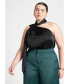 Plus Size Draped Neckline Blouse With Ties