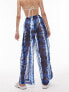 Фото #4 товара Topshop Petite batik print chiffon beach trouser in blue