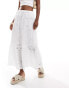 New Look broderie tiered midi skirt in white