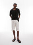 Topman oversized fit button through jersey crochet polo in black