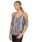 Фото #4 товара Women's Snakeskin-Print Cold-Shoulder Chain Top