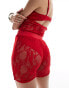 Annorlunda lace legging shorts co-ord in bright red