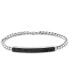 ფოტო #1 პროდუქტის EFFY® Men's Black Spinel Cluster Box Link Bracelet in Sterling Silver
