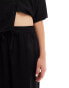 Vero Moda mix & match linen wide leg tie waist trousers in black