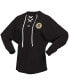 Фото #2 товара Women's Black Boston Bruins Jersey Lace-Up V-Neck Long Sleeve Hoodie T-shirt