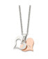 Rose IP-plated 2 Piece Heart Pendant Cable Chain Necklace