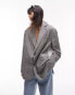 Фото #1 товара Topshop co-ord deconstructed raw hem pinstripe blazer in light and dark charcoal