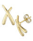 ფოტო #1 პროდუქტის Small "X" Stud Earrings Set in 14k Two-Tone Gold (Also available in 14k Yellow Gold)