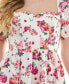 Фото #4 товара Juniors' Floral Print Puff-Sleeve Fit & Flare Dress