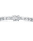 Sterling Silver Clear Round Baguette Cubic Zirconia Link Bracelet