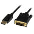 StarTech.com 6ft (1.8m) DisplayPort to DVI Cable - 1080p Video - Active DisplayPort to DVI Adapter Cable - DisplayPort to DVI-D Cable Single Link - DP 1.2 to DVI Monitor Cable Converter - 1.8 m - DisplayPort - DVI-D - Male - Male - Straight