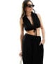 Фото #1 товара 4th & Reckless cropped tie front linen beach top co-ord in black