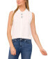 Women's Embroidered-Placket Collared Sleeveless Blouse