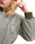 ASOS DESIGN shoulder pad bomber jacket in grey