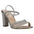 Nina Sarah Rhinestone Block Heels Womens Silver Dress Sandals SARA-SILVER