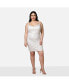 ფოტო #1 პროდუქტის Plus Size Amaryllis Sequin Cowl Neck Mini Bodycon Dress