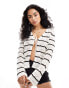 Фото #1 товара New Look knitted stripe tie front cardigan in white