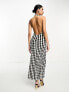 ASOS DESIGN halter neck textured bodycon maxi dress in monochrome