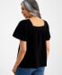 ფოტო #2 პროდუქტის Petite Cotton Square-Neck Raglan-Sleeve Top, Created for Macy's