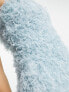 Extro & Vert – Minikleid in Babyblau mit Kunstfederbesatz