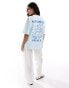 ASOS DESIGN oversized t-shirt with Santorini graphic in baby blue BLAU, L - EU 44-46 - фото #3