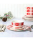 Plaid Decorated Red White 12 Piece Dinnerware Set, Service for 4