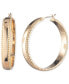 Gold-Tone Medium Textured Edge Hoop Earrings, 1.3"