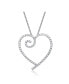 Sterling Silver White Gold Plated Cubic Zirconia Heart With Swirl Pendant