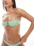 Free Society wrap ruched front underwire bikini top in sage green