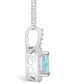 Aquamarine (3/4 Ct. T.W.) and Diamond (1/5 Ct. T.W.) Halo Pendant Necklace in 14K White Gold