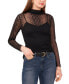 ფოტო #1 პროდუქტის Women's Mesh Mock Neck Long-Sleeve Top