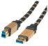 Фото #2 товара ROLINE 11.88.8900 - 0.8 m - USB A - USB B - USB 3.2 Gen 1 (3.1 Gen 1) - Male/Male - Black - Gold