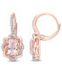 ფოტო #1 პროდუქტის Morganite (2-1/3 ct.tw.) and Diamond (1/4 ct.tw.) Swirl Halo Earrings in 10k Rose Gold