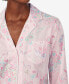 Women's 2-Pc 3/4 Sleeve Notch Collar Top and Capri Pants Pajama Set