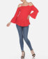 ფოტო #4 პროდუქტის Women's Cold Shoulder Ruffle Sleeve Top